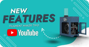 The Filament Maker TWO with a title above saying new features and the YouTube logo underneath.